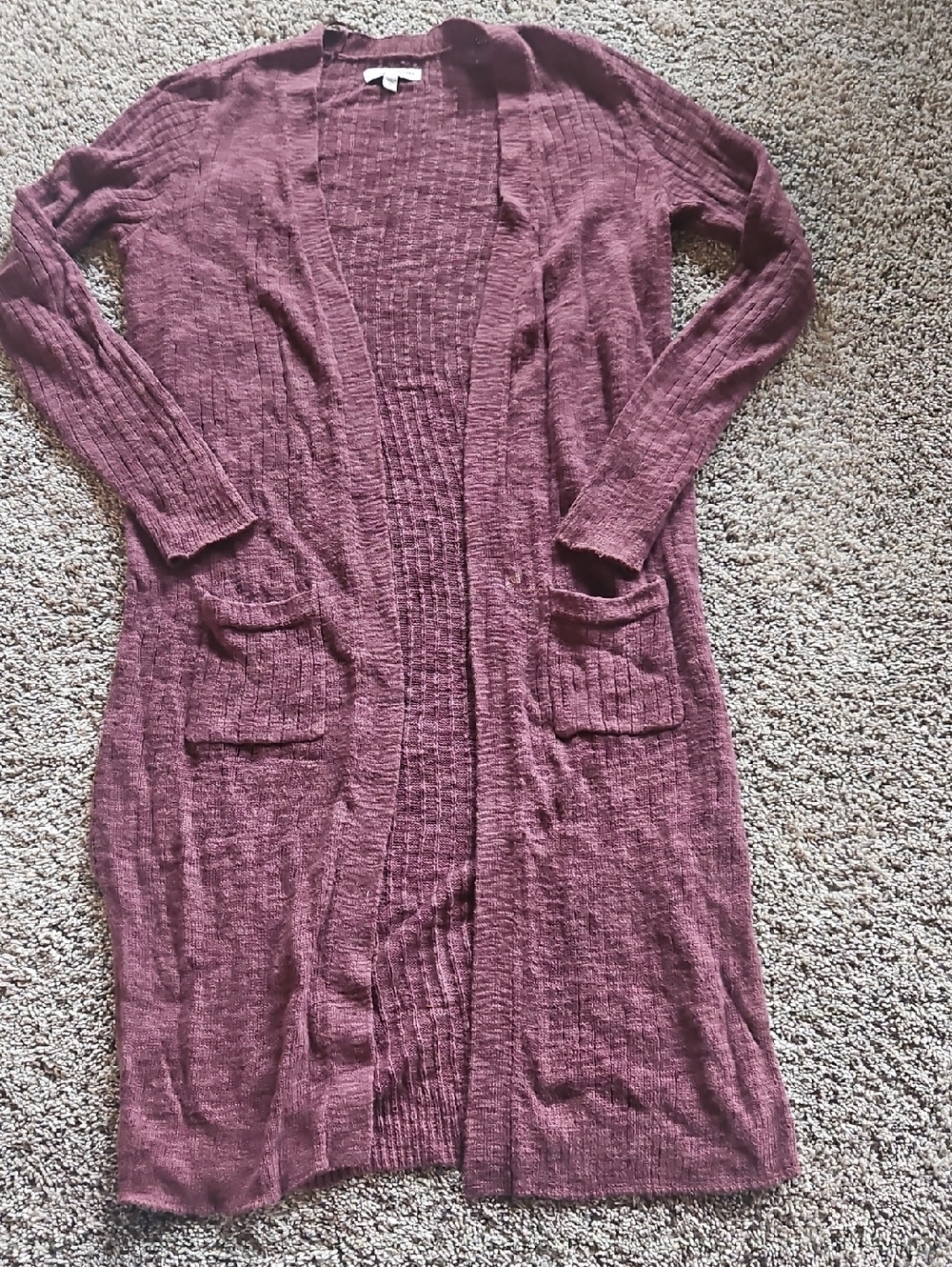 Sonoma Long Open-Front Cardigan in Plum
